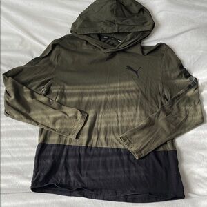 Puma Men's Two-Tone Olive and Black Hoodie
